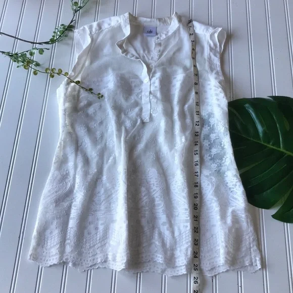 Cabi cream white lace tank top blouse - Picture 3 of 8